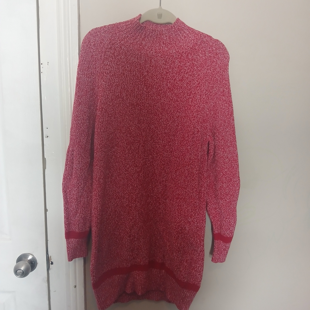 Reitmans Hyba Red Oversized 100% Cotton Long Cowl Neck Sweater Dress